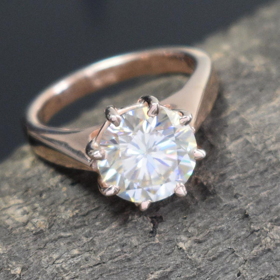 4.00 Ct Beautiful Off-White Diamond Solitaire Ring in Prong Design