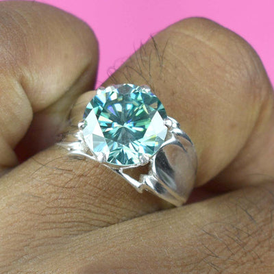 Stunning 5.95 Carat Certified Blue Diamond Solitaire Men's Ring. Excellent Luster & Great Shine! Gift For Wedding/Birthday - ZeeDiamonds