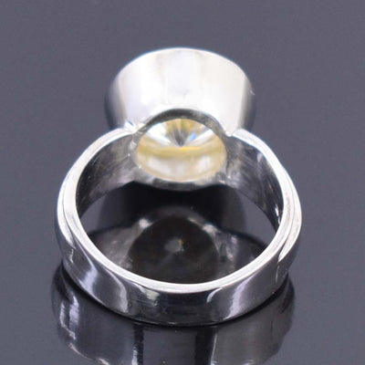 5 Ct Amazing Off-White Diamond Solitaire Ring in Bezel Setting, 100% Certified. Great Brilliance & Luster - ZeeDiamonds