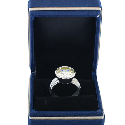5 Ct Amazing Off-White Diamond Solitaire Ring in Bezel Setting, 100% Certified. Great Brilliance & Luster - ZeeDiamonds