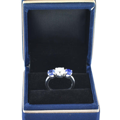 Charming 1.80 Ct Off White Diamond Ring with Sapphire Gemstone Accents, Elegant Look & Great Sparkle ! Ideal For Birthday Gift - ZeeDiamonds