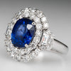Blue Sapphire Gemstone Cocktail Ring With White Diamonds - ZeeDiamonds