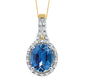 5 Ct Blue Sapphire Sapphire Pendant with Diamonds in 925 Silver - ZeeDiamonds