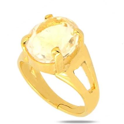 Buy DINJEWEL 9.25 Ratti 8.00 Carat Natural Yellow Sapphire Pukhraj Gemstone  Gold Plated Adjustable Ring for Men And Women's at Amazon.in